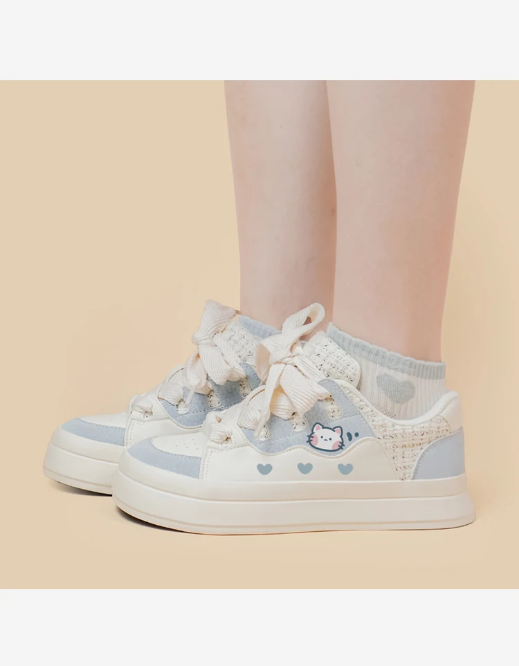 Title 2, Schattige Witte Meisjes Sneakers met Veters Lag...