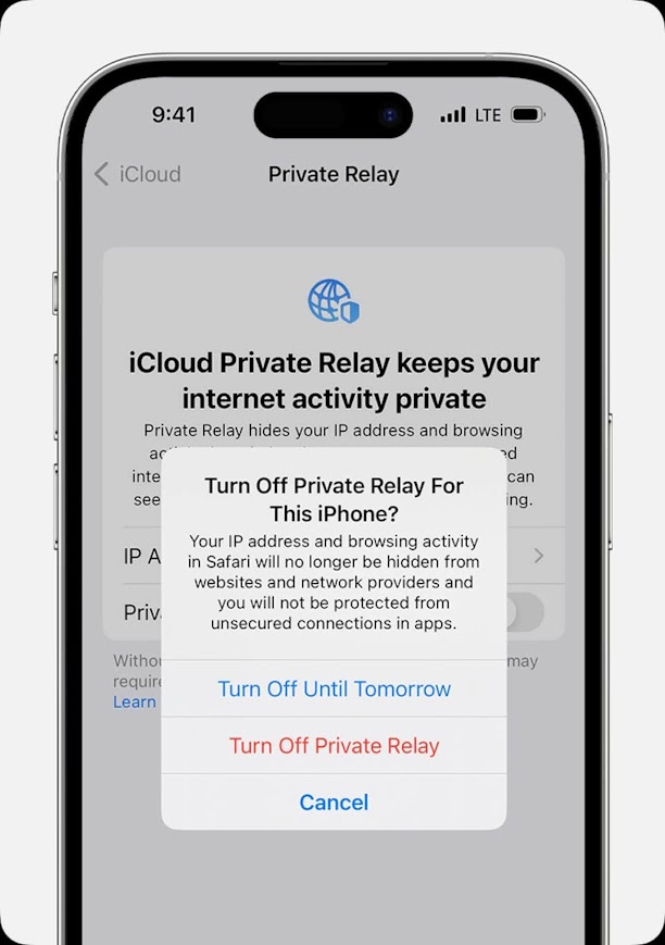 Disable Private Relay to fix OpenDNS Content Blocking Issues on iOS 17.