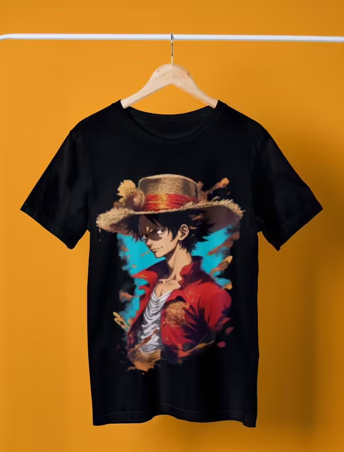 Kaos Luffy One Piece Hitam T-shirt Kaos Custom Desain Sablon Print Cetak Terbaik Queen Bee Store, Queen Bee Digital Home