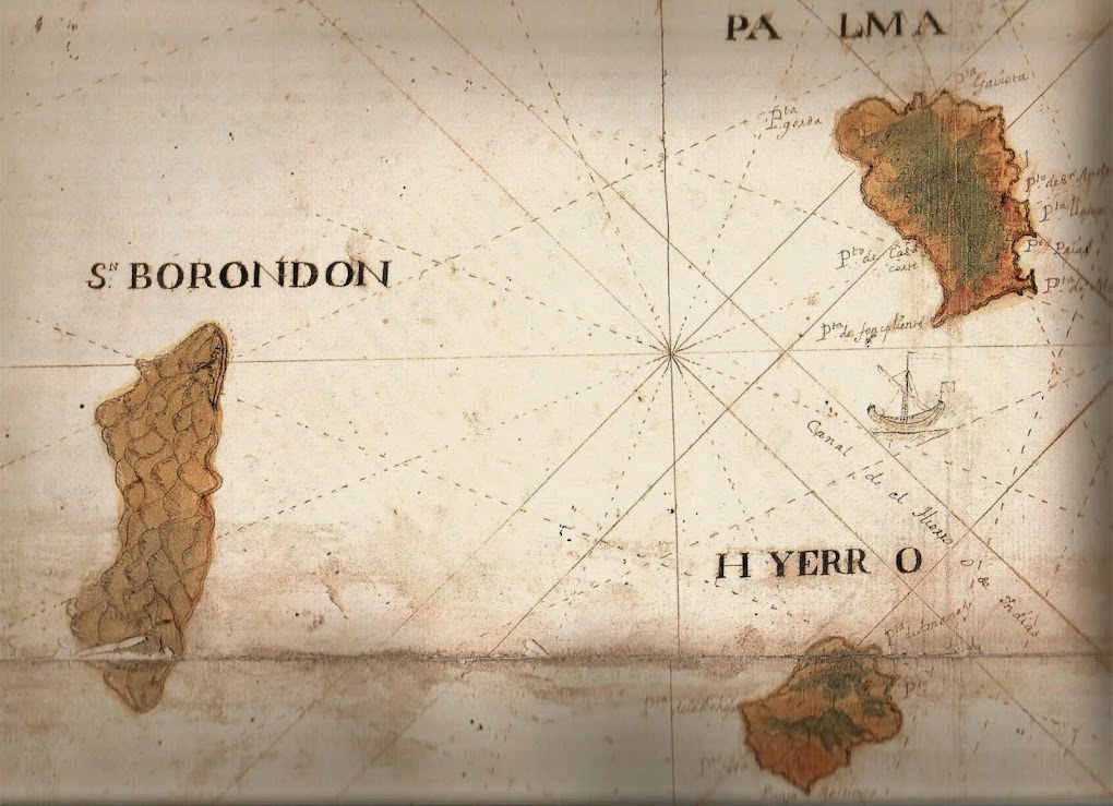 Ilha de San Borondón em um mapa antigo