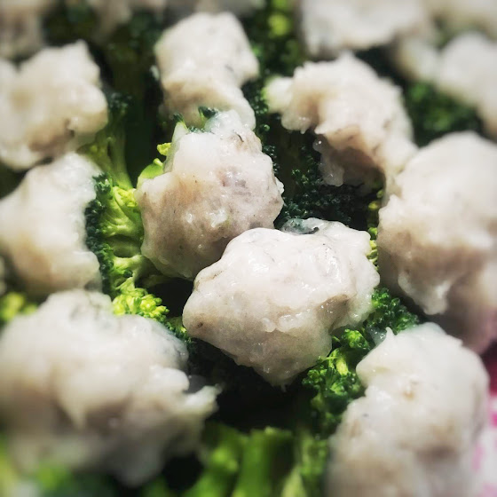 Broccoli, chinese, homemade, paste, recipe, Shrimp Ball, steamed, 手打, 蒸, 蝦膠, 西蘭花, , 蝦球, 蝦丸