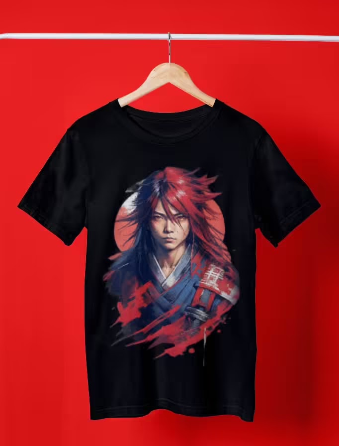  Kaos Rouroni Kenshin HitamT-shirt Kaos Custom Desain Sablon Print Cetak Terbaik Queen Bee Store, Queen Bee Digital Home