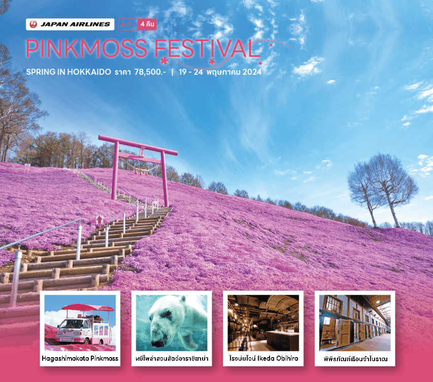 ทัวร์ญี่ปุ่น HOKKAIDO PINKMOSS FESTIVAL จัดเต็มทุกกิจกรรมไฮไลท์ ช้อปปิ้งสะดวก อาหารญี่ปุ่นเลิศรส พัก4ดาว บินตรง JAPAN AIRLINE FULL SERVICE