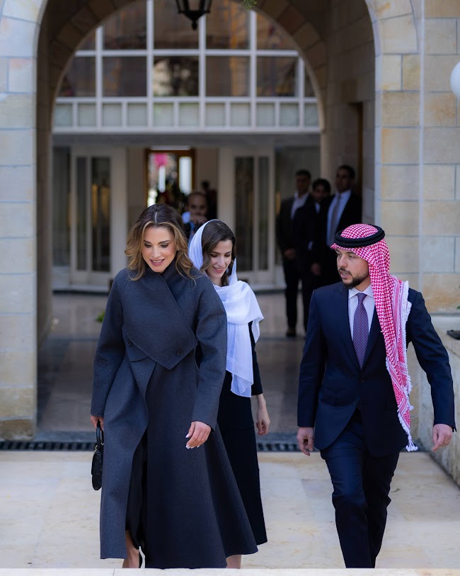 Princess Rajwa with Crown Prince Al Hussein and queen Rania at King Abdullah's silver jubilee