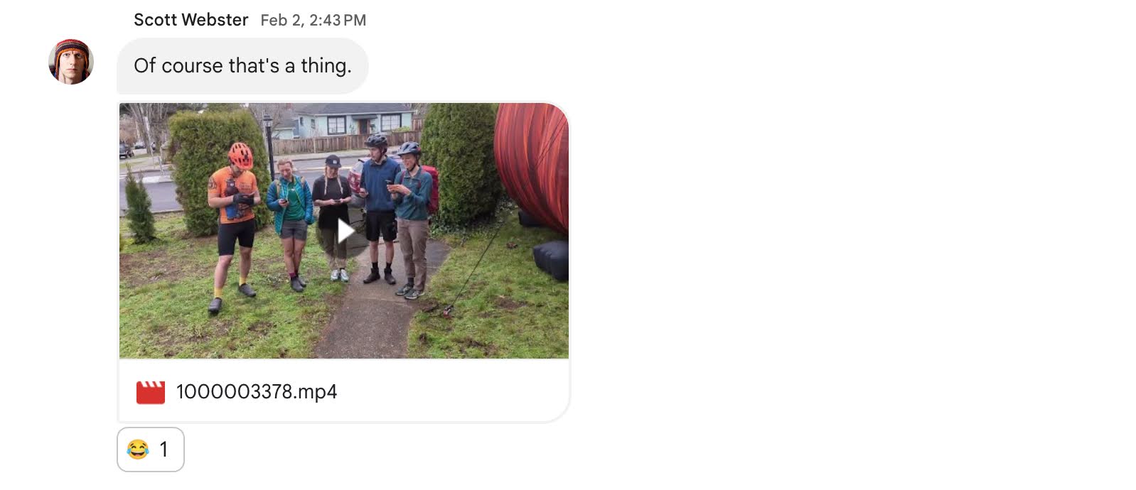 Screenshot of Scott's video of the Groundhog carollers