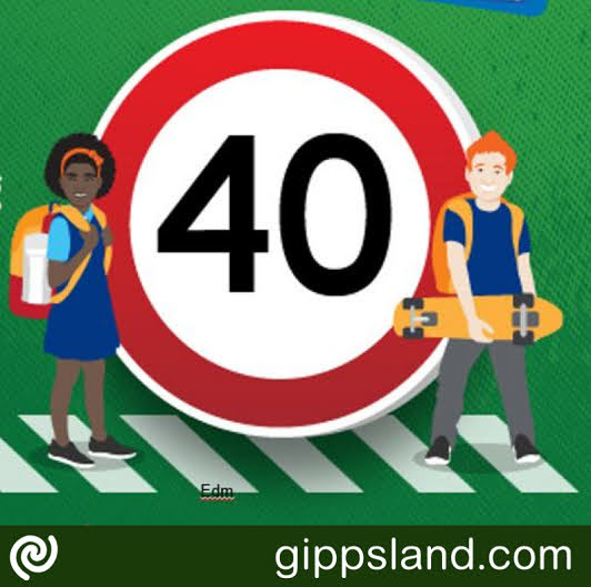 School's back! Reduced speed limits to 40 kph around schools from 8-9:30am and 2:30-4pm on school days for child safety. Please slow down