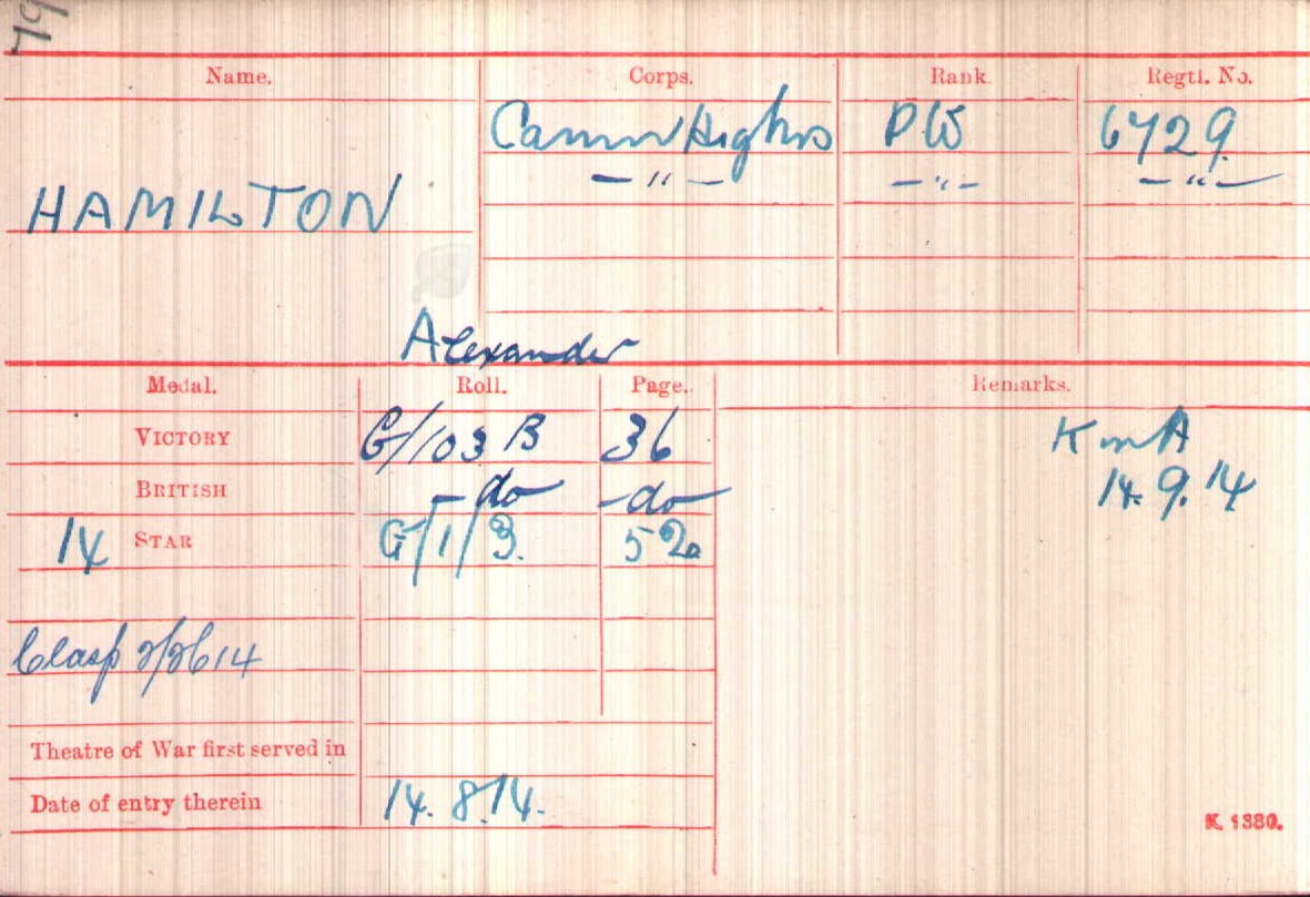 Alexander  Hamilton Medal Index Card