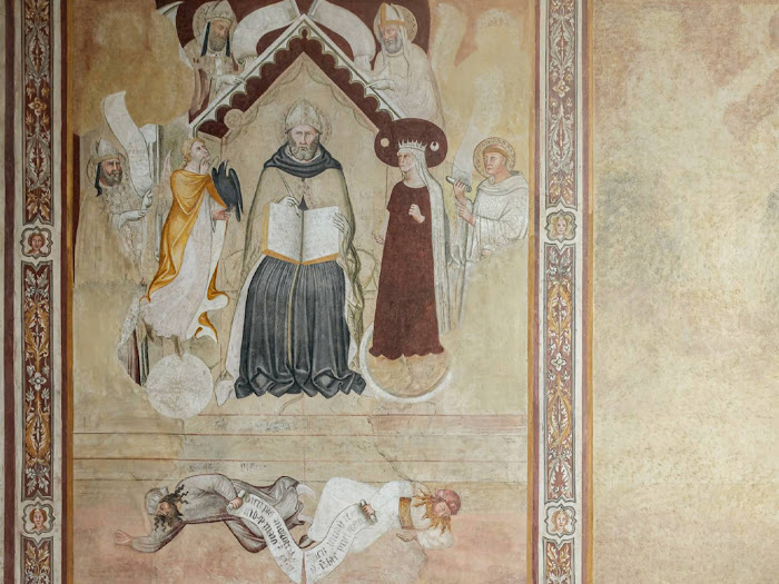 Bartolo di Fredi, Chiesa di Sant'Agostino, affreschi trecenteschi del coro con Storie di Sant'Agostino, Evangelisti e Dottori della Chiesa