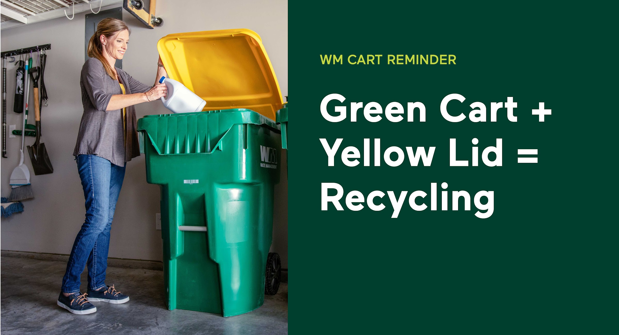 a girl throwing away recycling material