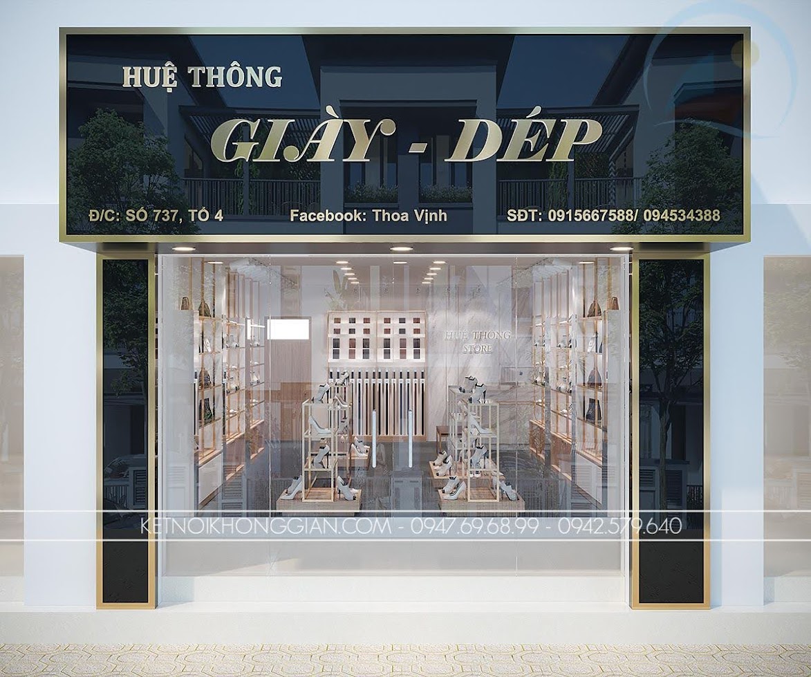 mặt tiền shop giày dép cao cấp