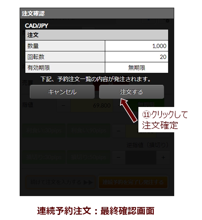 マネパの連続予約注文の手順③