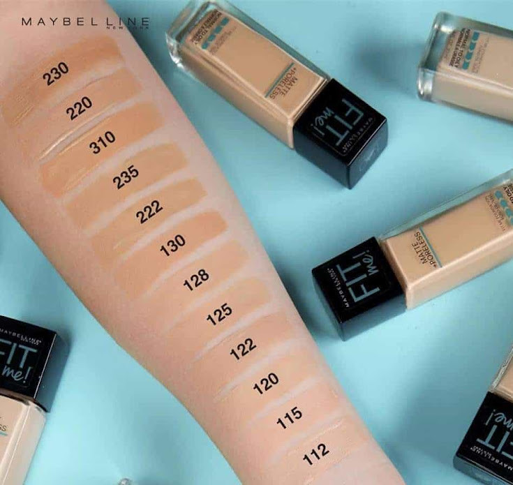 Bảng màu kem nền maybelline fit me