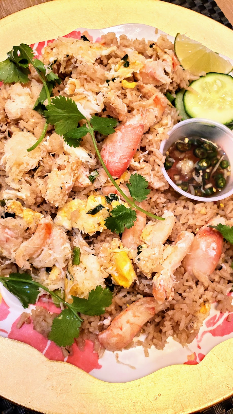 Paadee KING CRAB FRIED RICE with egg, garlic, scallion, prik nahm plaa