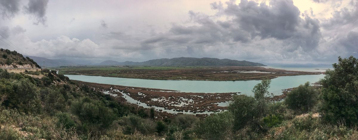 Panorama of Vivari Canal mouth butrint national park albania