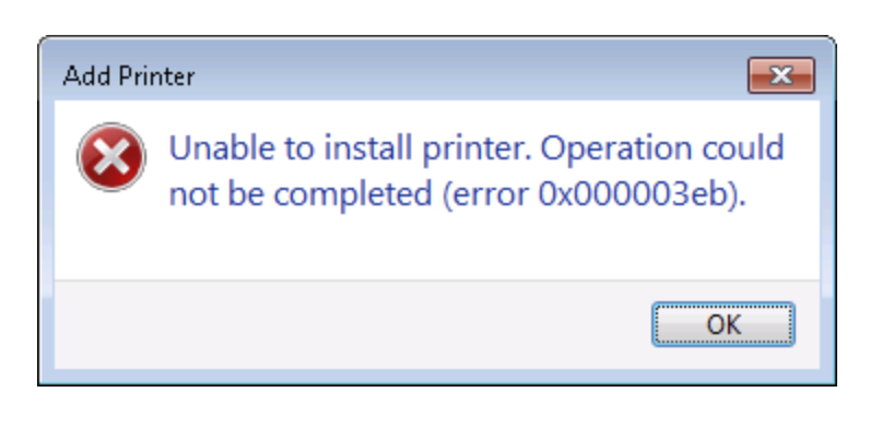 [Solved] How to Fix Add Printer Error 0x000003eb "Unable to install printer"