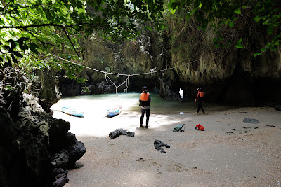 Relax in the inner lagoon surrounded by steep limestone cliffs