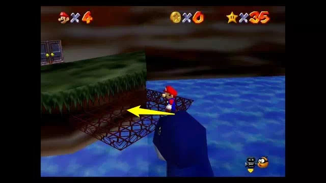 スーパーマリオ64 メタルスイッチのたきの行き方 手順7 赤い鉄骨の足場