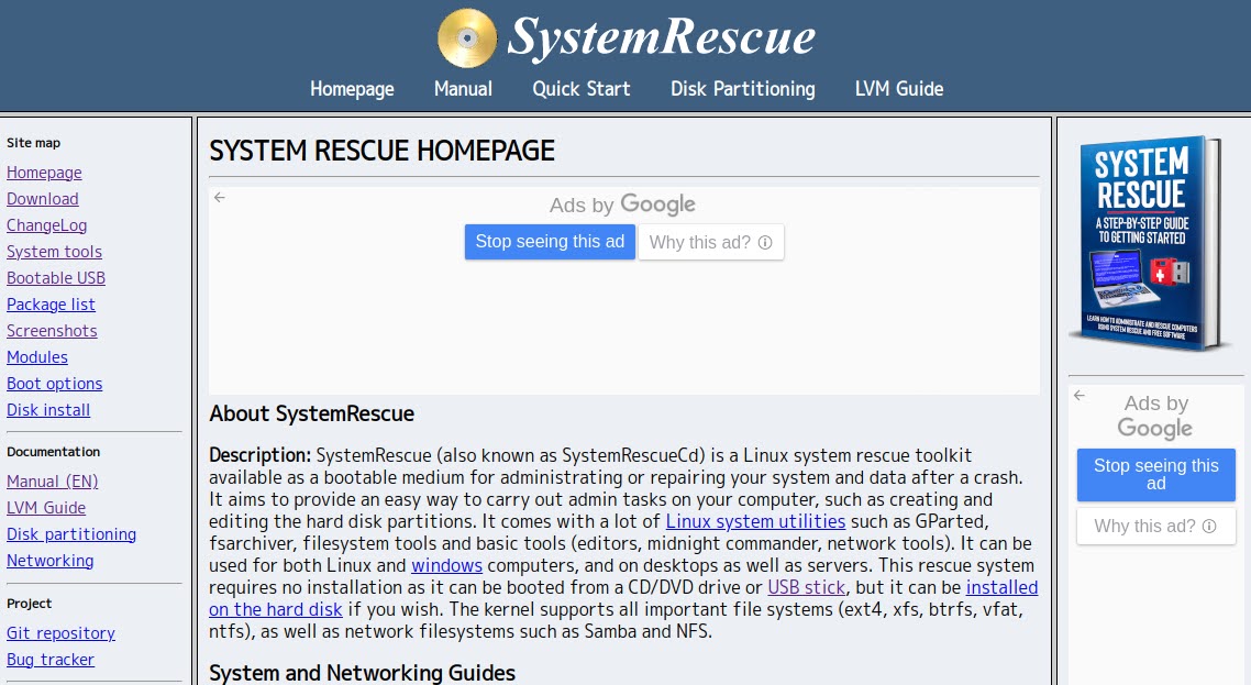 SystemRescue Homepage