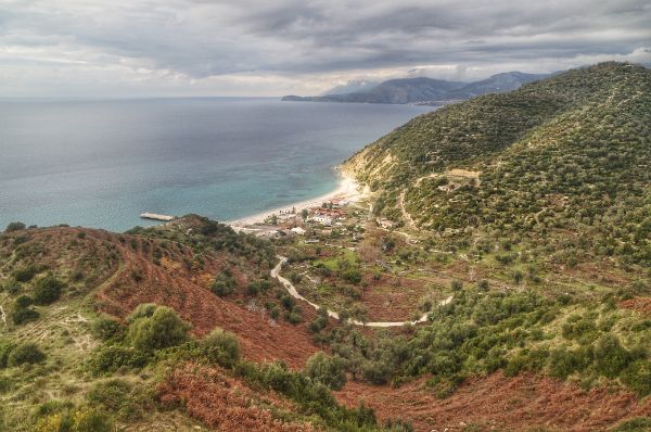 Isolated little beach near Lukove albanian riviera