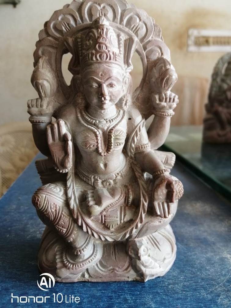 Handcarved Sarpentan Stone Idol Of Indian God