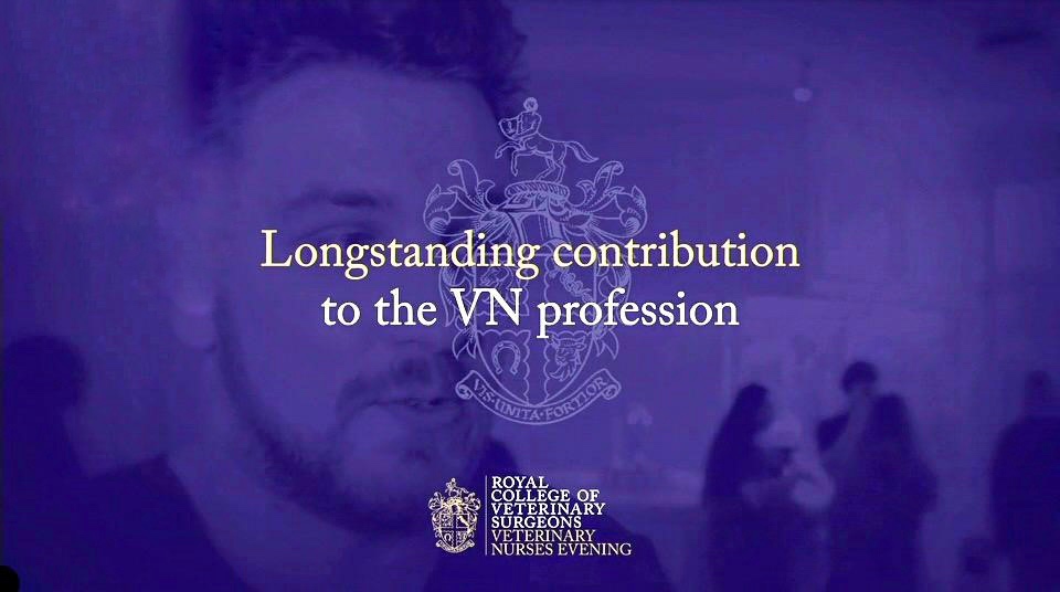 A screen shot taken from the RCVS veterinary nurses evening in 2020 for longstanding contribution to the VN profession