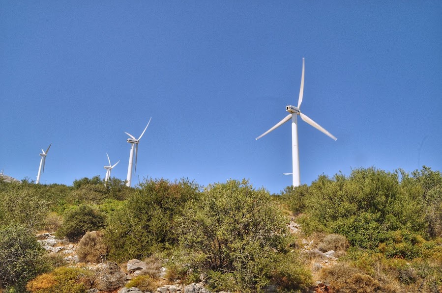 greece mountains wind generators