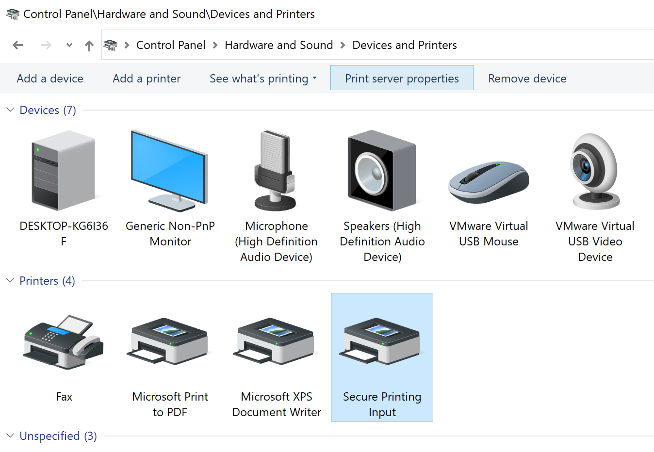 Click Print server properties from the menu bar.