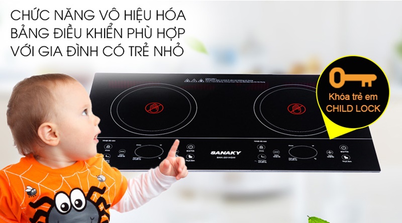 Các lợi ích của bếp từ hồng ngoại: khóa trẻ em