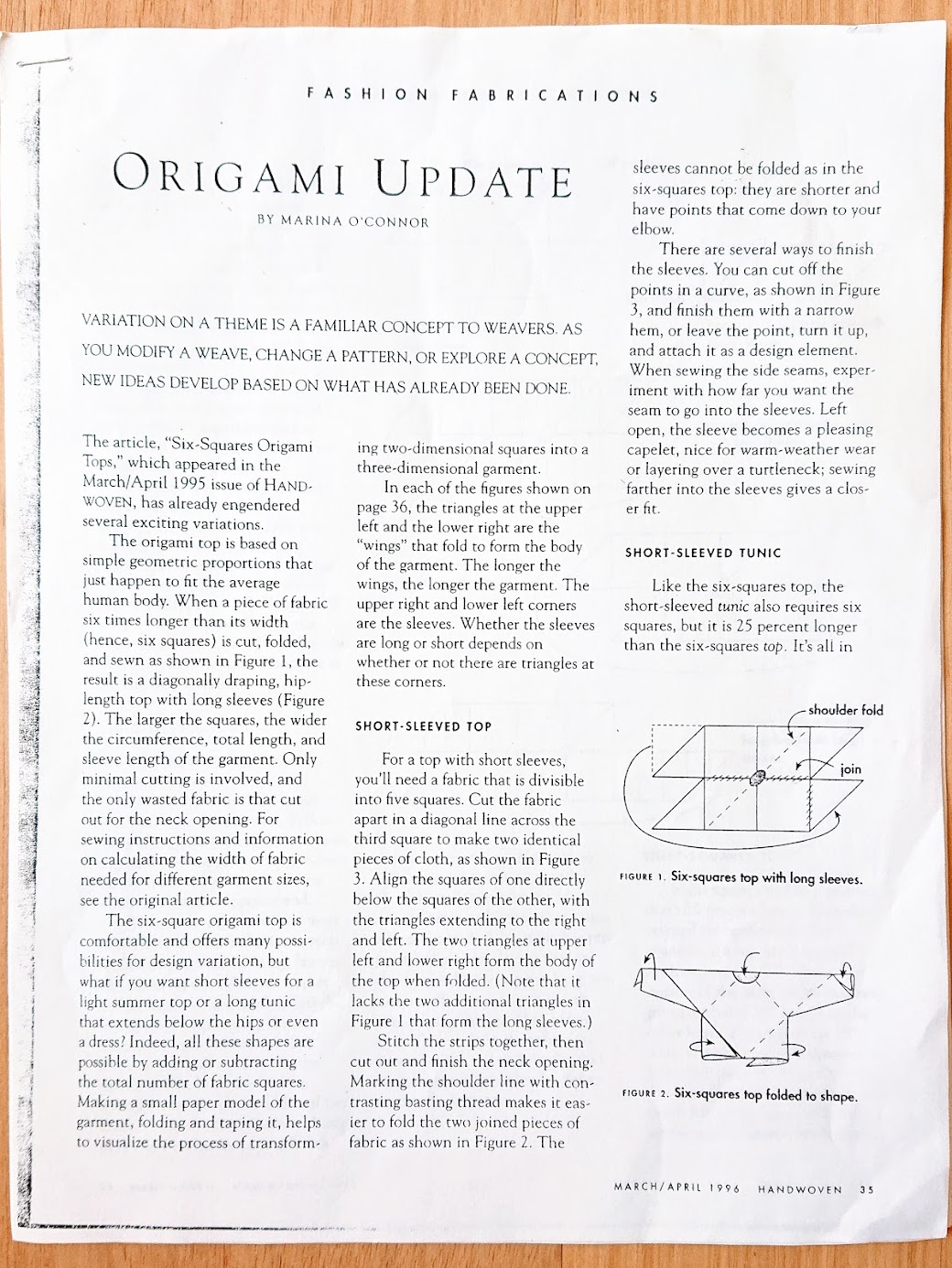 Origami Update article - Handwoven March/April 1996 | FAFAFOOM STUDIO