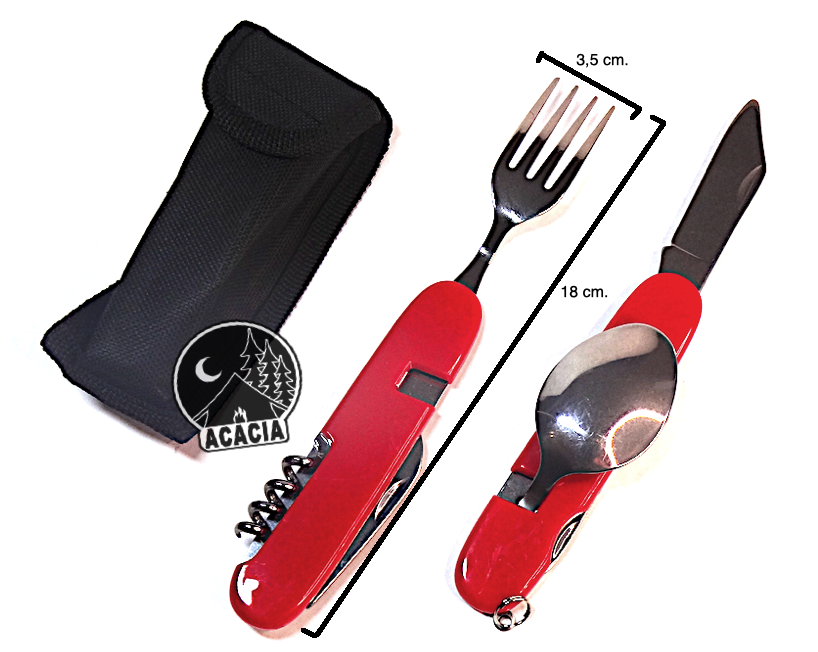 Set de 3 cubiertos para camping con funda - Baladéo ECO112