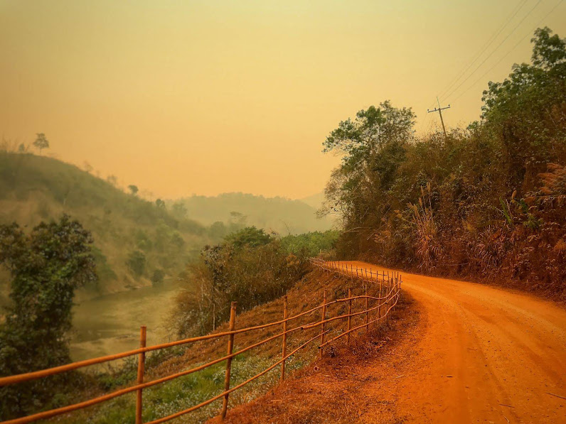 Scenic road along mae kok river chiang rai thailand