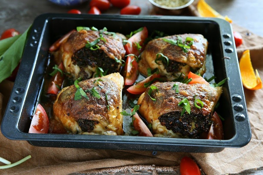 Roasted Stuffed Chicken Thighs
