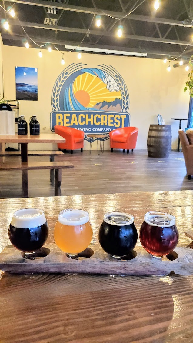 Flight of beer from Beachcrest Brewing at the Salishan Shops by Lincoln City, Oregon Coast