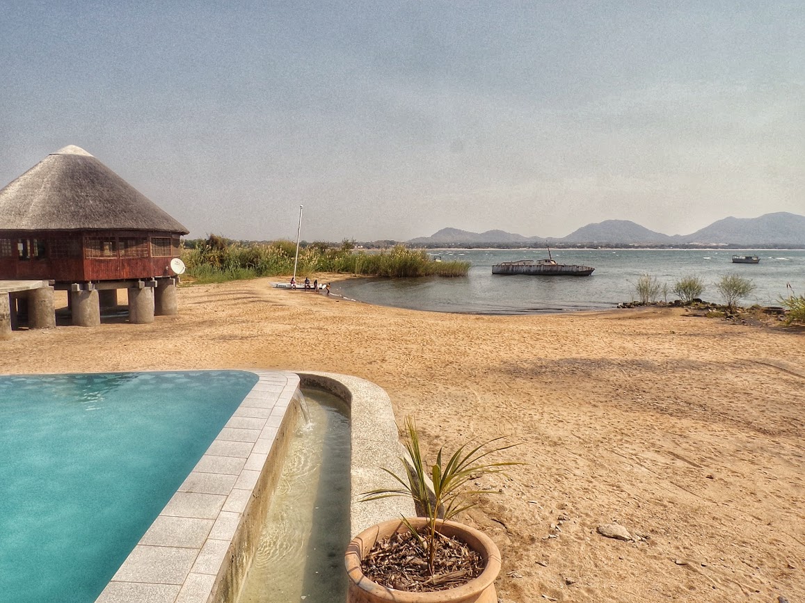 A swimming pool with views of Lake Malawi in Kuti Wildlife Reserve, Malawi, Africa