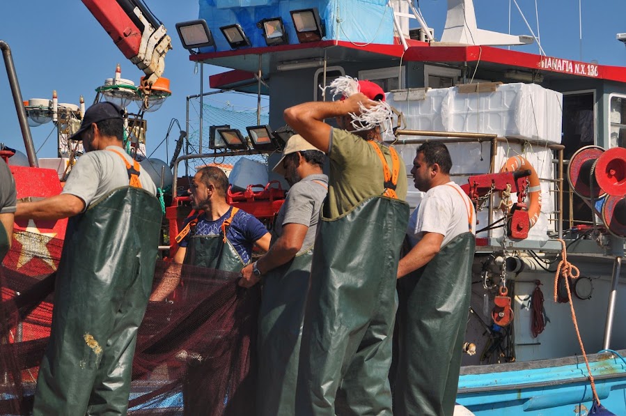 arab fishermen in greece evia island