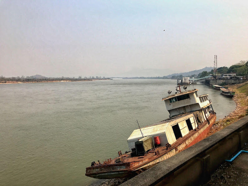 Rusted boat in Chiang Sean town mekong thailand