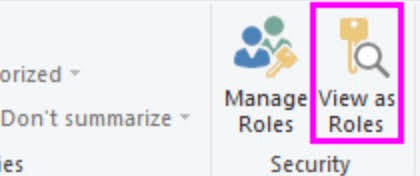 View as roles button on the modeling tab
