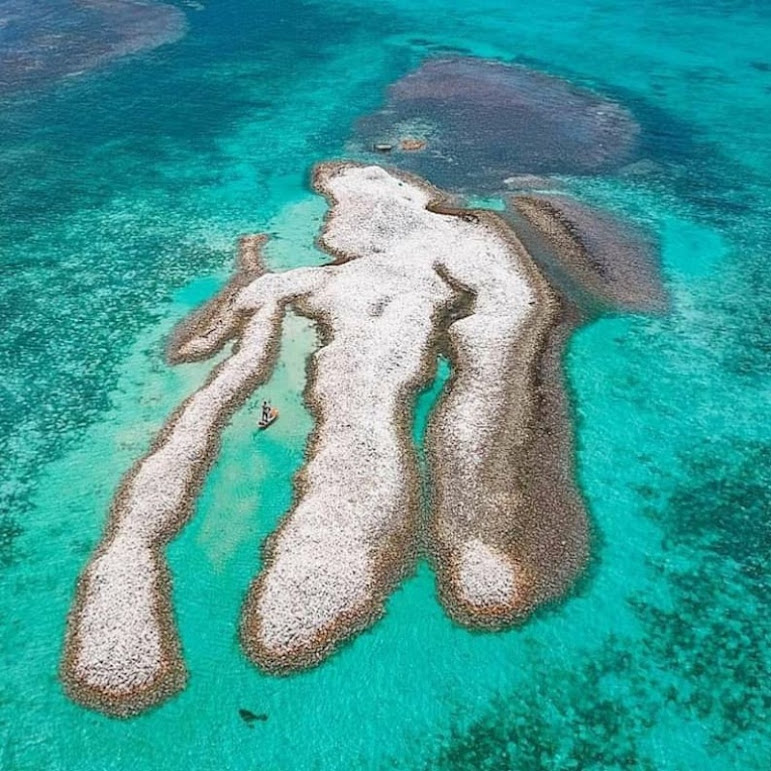 Conch Island, uma ilha sendo construída com conchas