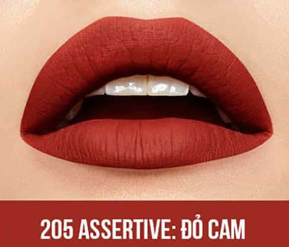 Son Maybelline Superstay Matte Ink 205 Assertive – Màu đỏ cam