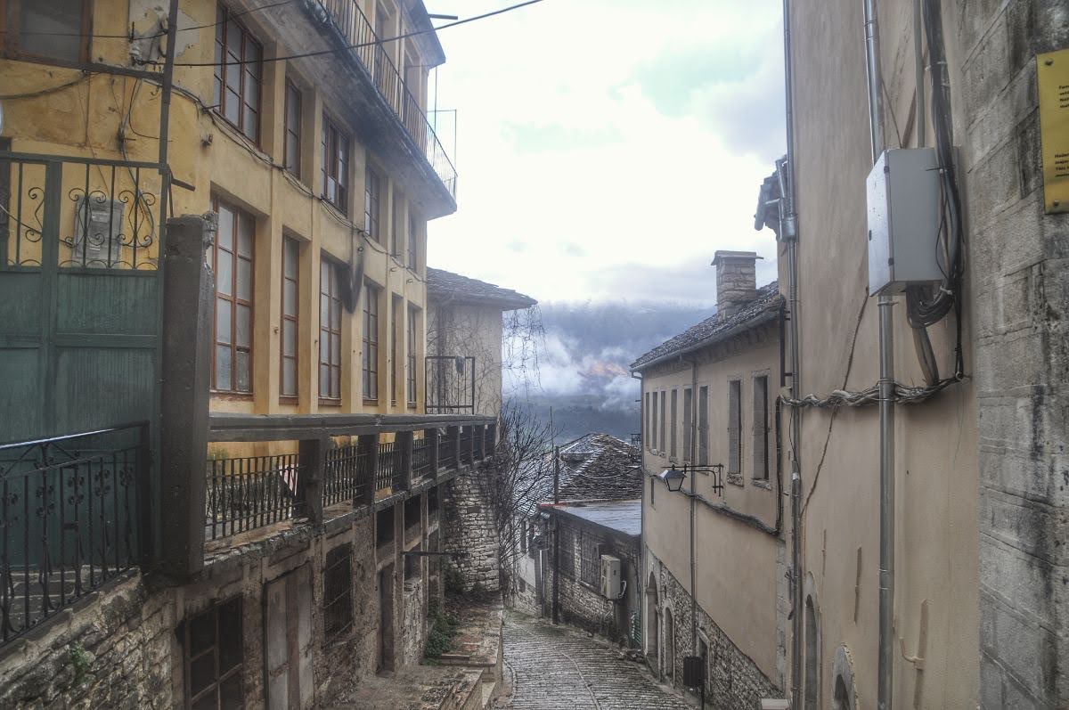 A cobbled street in Gjirokaster, Albania