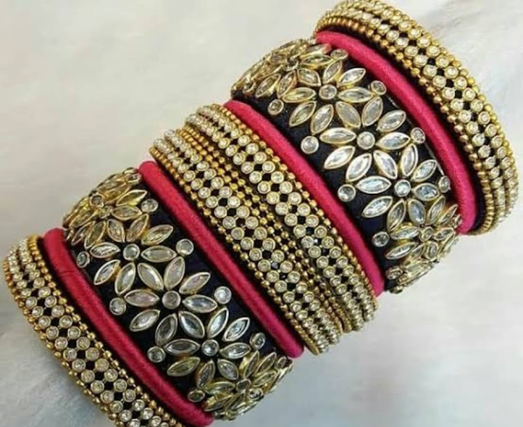 Handmade Bangles Black & Pink for Women