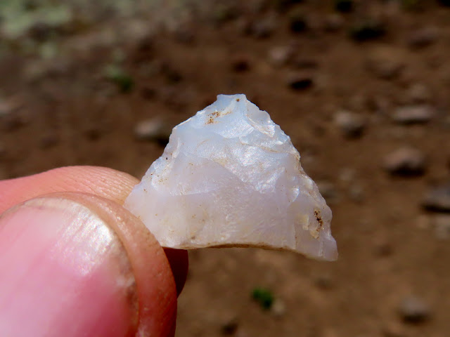 Ooh, a pretty rock!  Broken arrowhead found at about 11,050' elevation in Lake in the Flat Meadow.