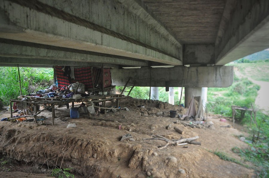 Under-the-bridge lodging of homeless people in thailand