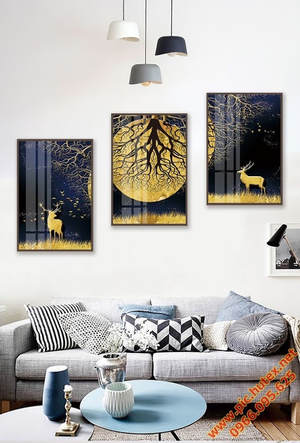 Hươu Vàng Dưới Ánh Trăng 378TL - File gốc psd tranh ghép deco