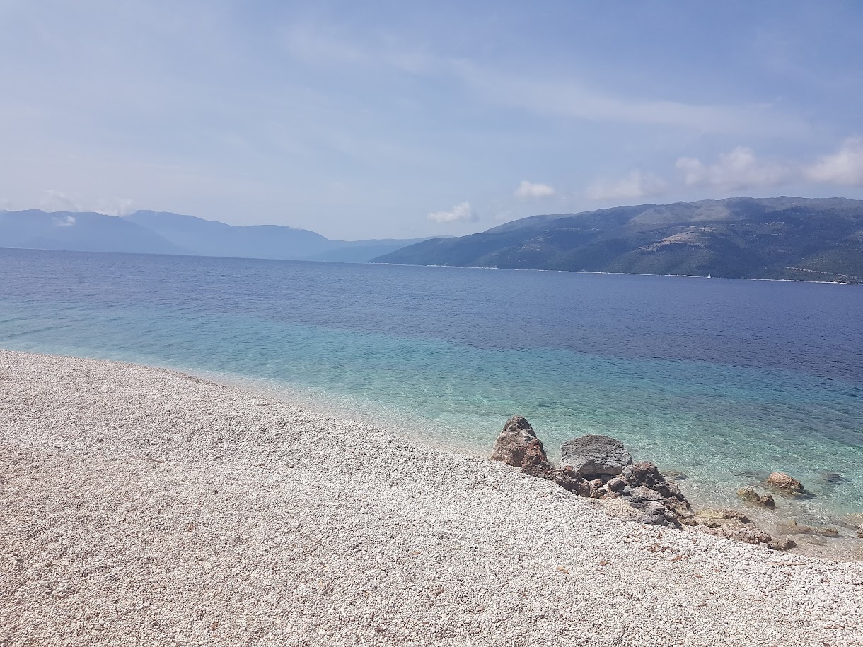 Crystal clear waters at a beach in Ithaca, Greece