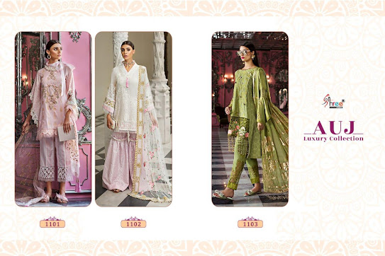 Auj Luxury Collection Shree Fabs Pakistani Dress Material Manufacturer Wholesaler