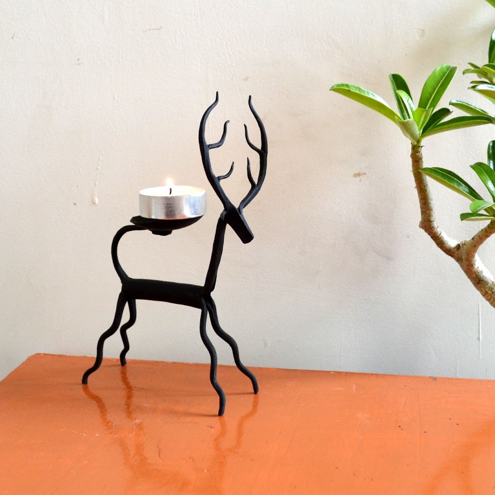 Handmade Wrought Iron Deer Candle Stand For Decor