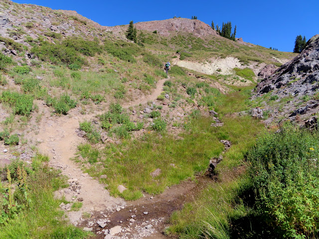 Climbing the trail after the first of many creek crossings