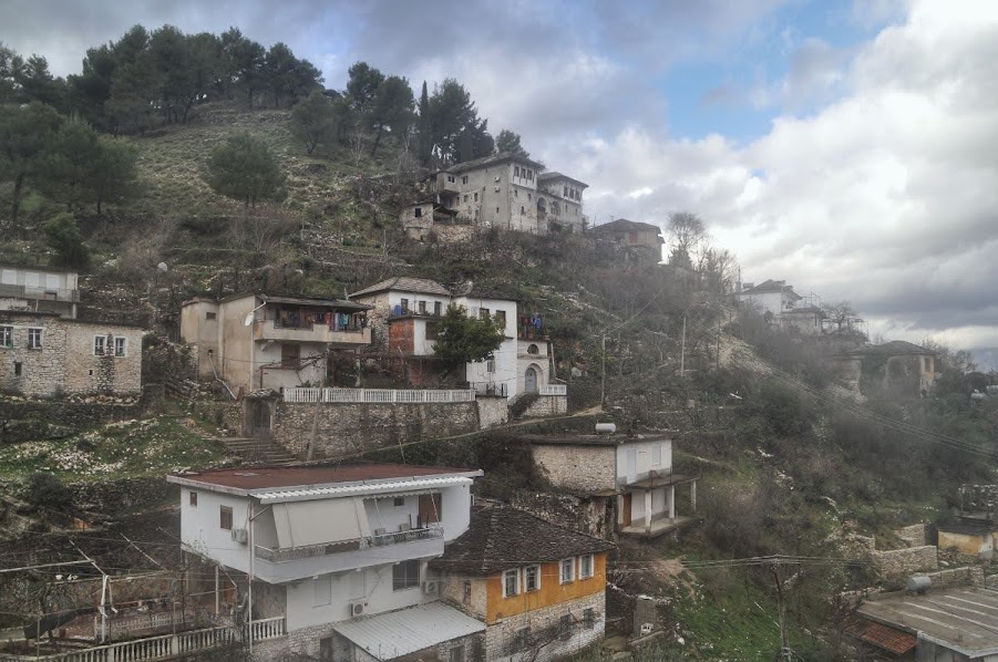 the house of the Zekate's high up the hill slope gjirokaster albania