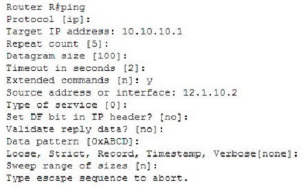 Below is sample output of the extended ping command.